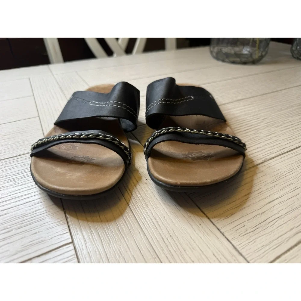 Merrell Shundra Women Sz 8 Black Casual Flip Flop Slide Sandal Shoes Boho Nature